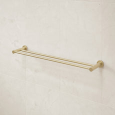 Caroma Liano II Double Towel Rail 640mm Brushed Brass  | The Blue Space