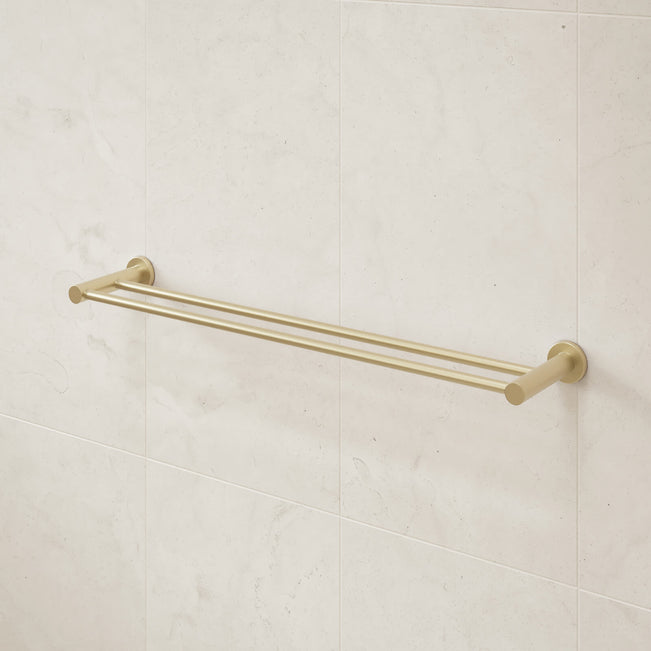 Caroma Liano II Double Towel Rail 640mm Brushed Brass  | The Blue Space