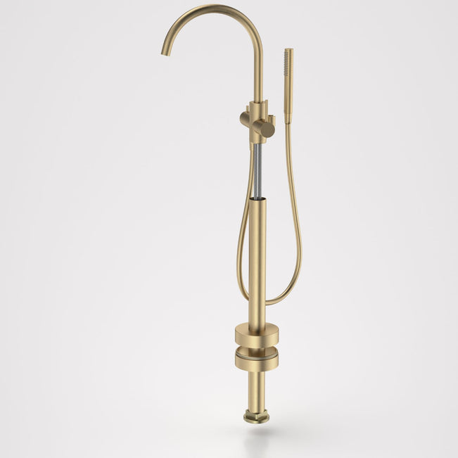 Caroma Liano II Freestanding Bath Filler with Hand Shower Brushed Brass - Trim Kit 96406BB - The Blue Space