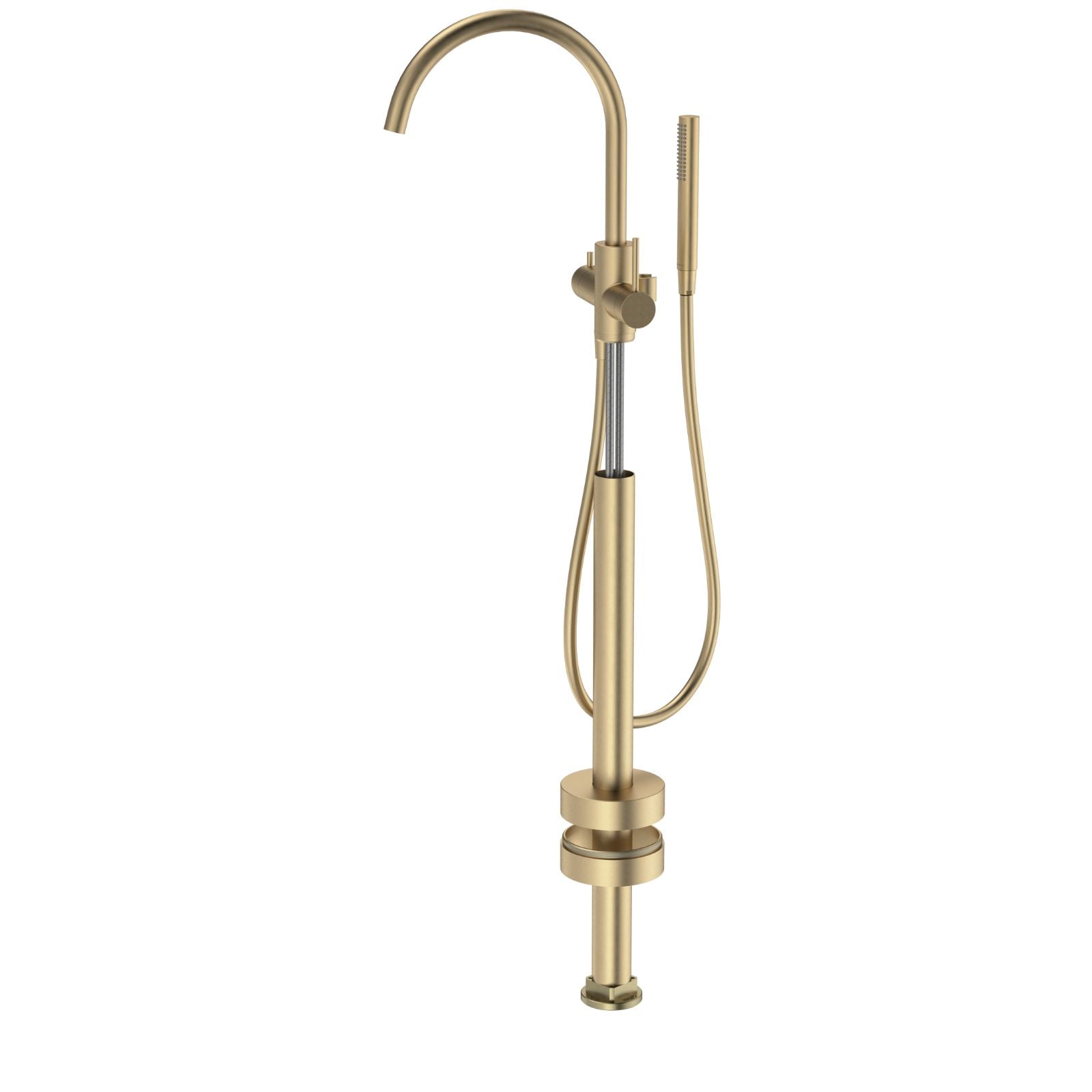 Angle Caroma Liano II Freestanding Bath Filler with Hand Shower Brushed Brass - Trim Kit 96406BB - The Blue Space