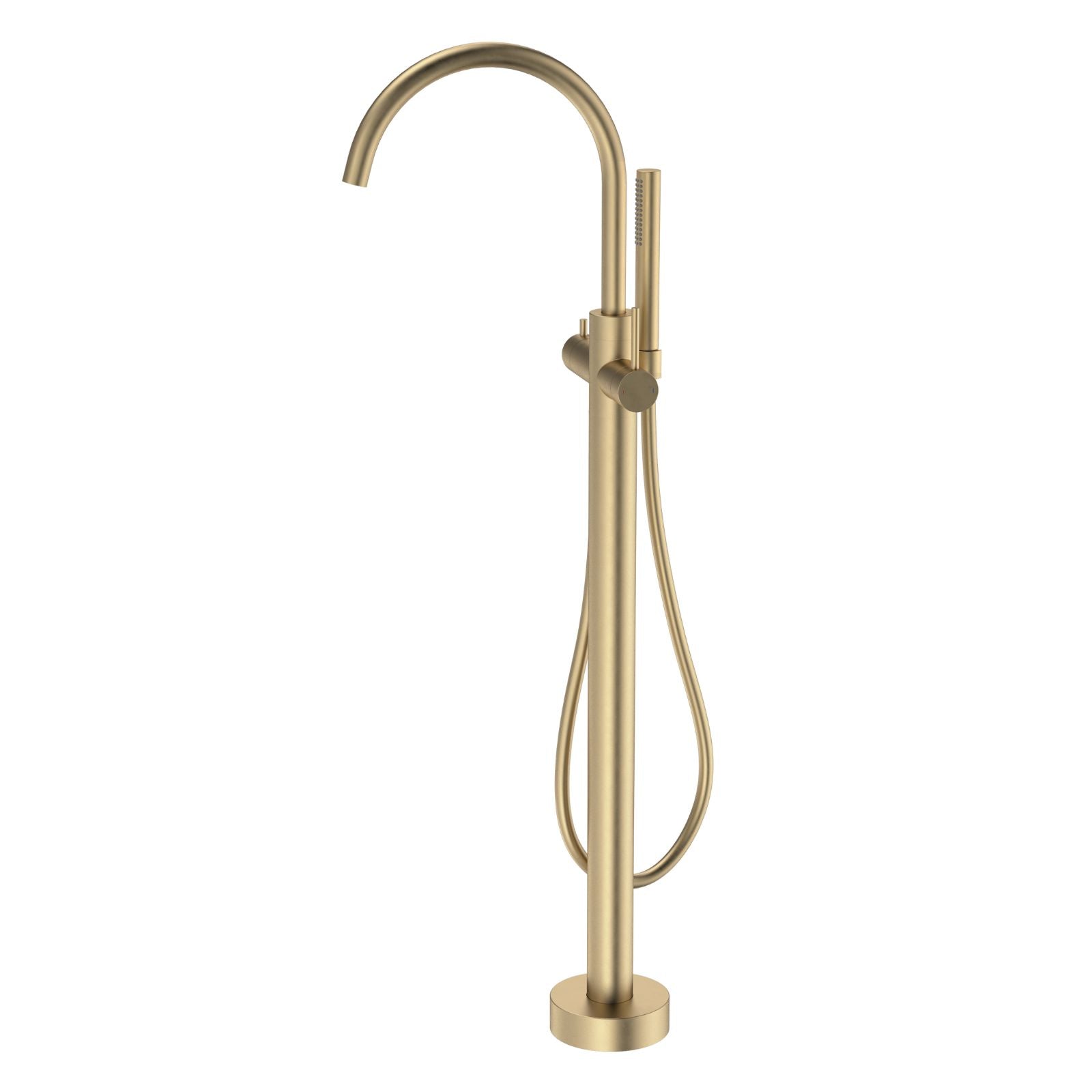 Angle Caroma Liano II Freestanding Bath Filler with Hand Shower Brushed Brass - Full Kit 96409BB - The Blue Space