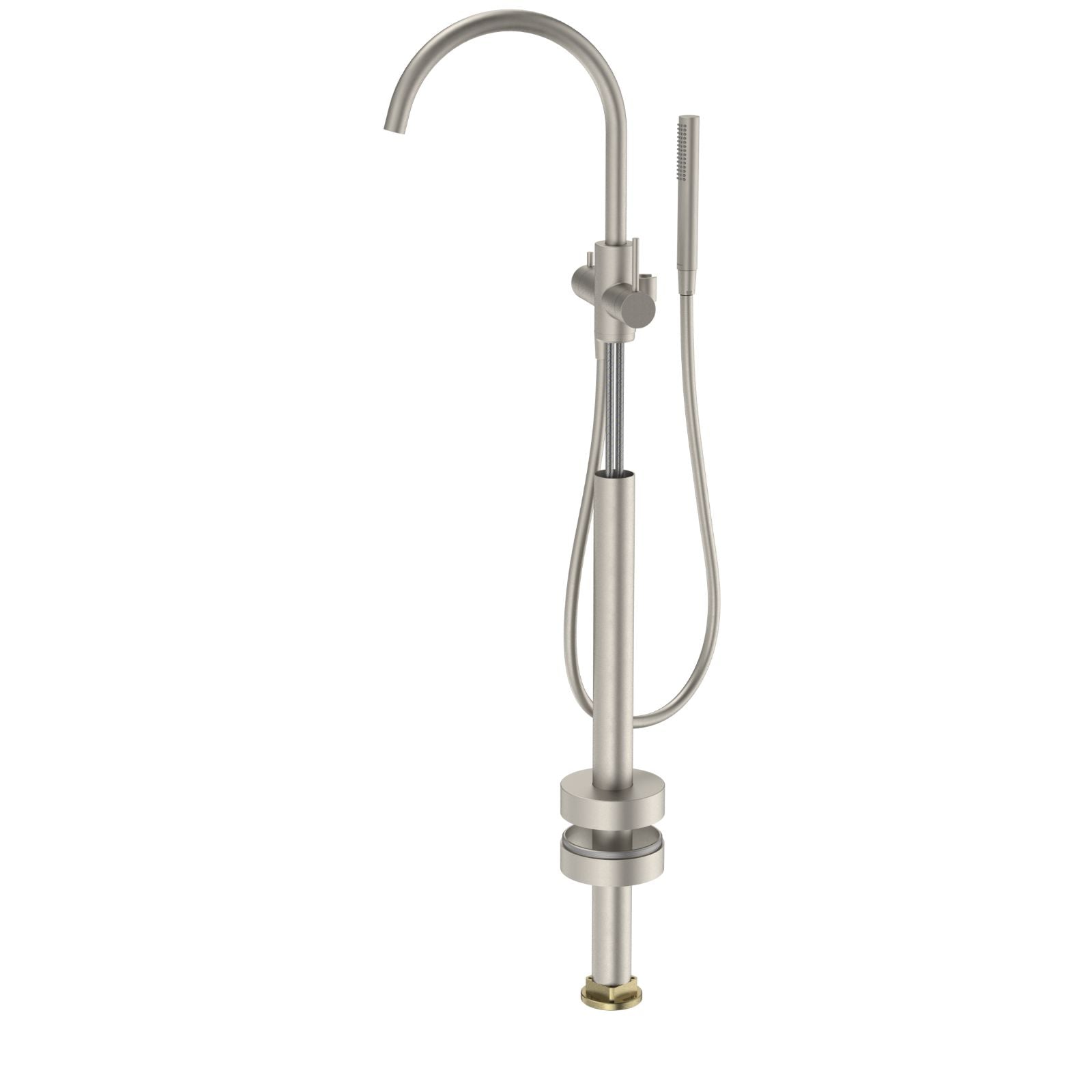 Angle Caroma Liano II Freestanding Bath Filler with Hand Shower Brushed Nickel - Trim Kit 96406BN - The Blue Space