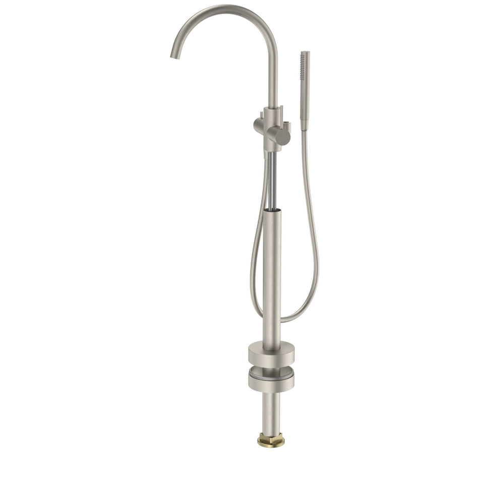 Caroma Liano II Freestanding Bath Filler with Hand Shower Brushed Nickel - Trim Kit