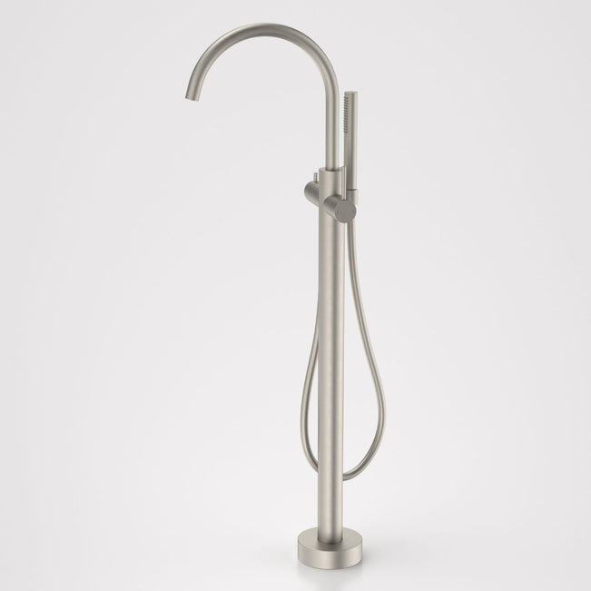 Caroma Liano II Freestanding Bath Filler with Hand Shower Brushed Nickel - Full Kit 96409BN - The Blue Space