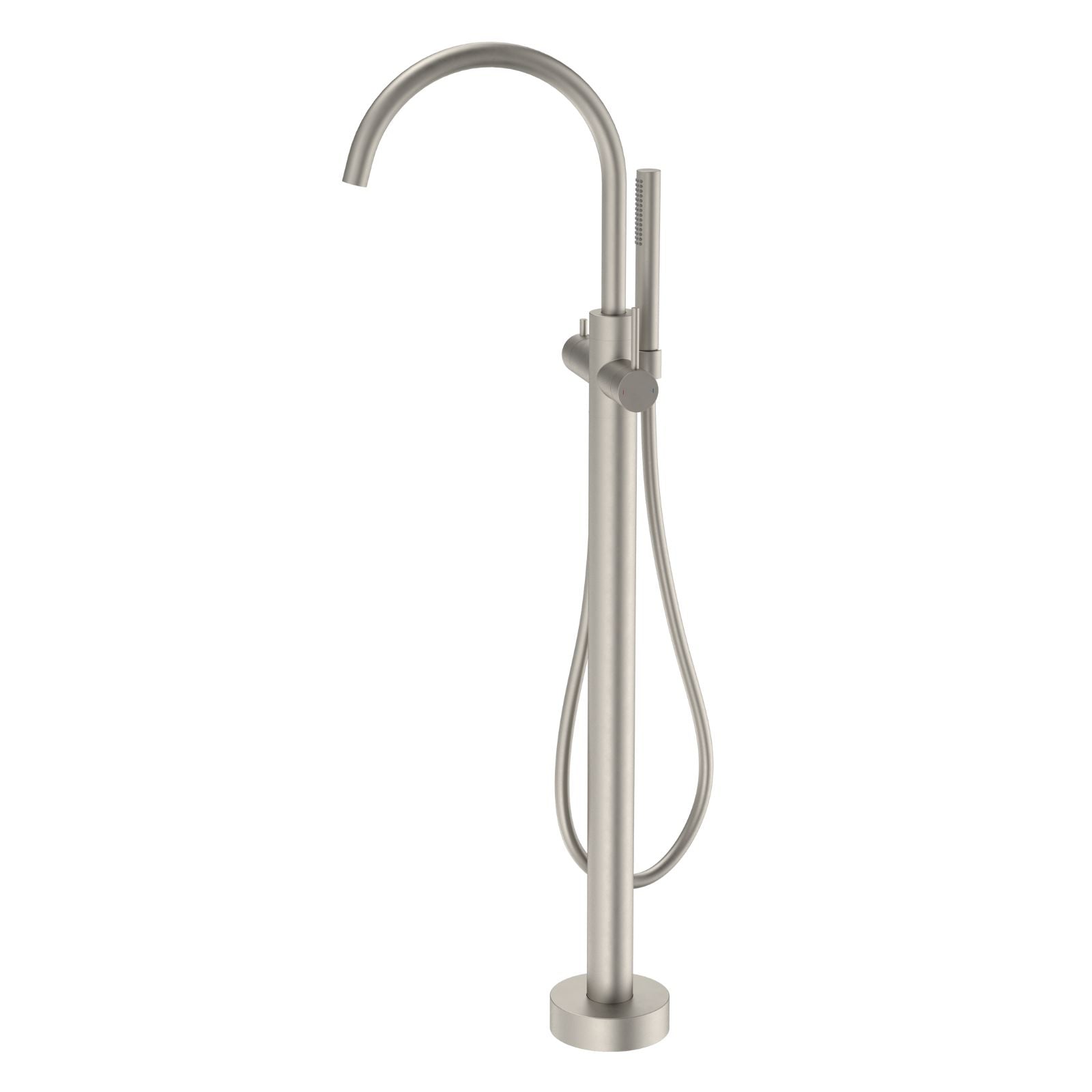 Angle Caroma Liano II Freestanding Bath Filler with Hand Shower Brushed Nickel - Full Kit 96409BN - The Blue Space