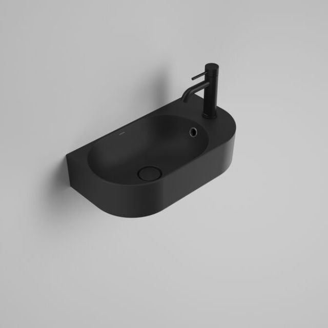 With Ring Caroma Liano II Hand Wall Basin (1 Tap Hole) - Matte Black (with Overflow) 853015MB - The Blue Space