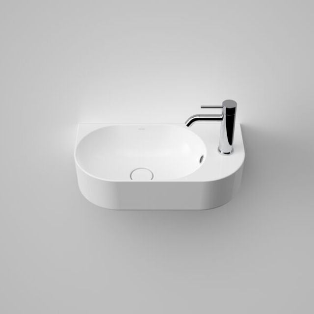 With Ring Front Caroma Liano II Hand Wall Basin (1 Tap Hole) - White (with Overflow) 853015W - The Blue Space