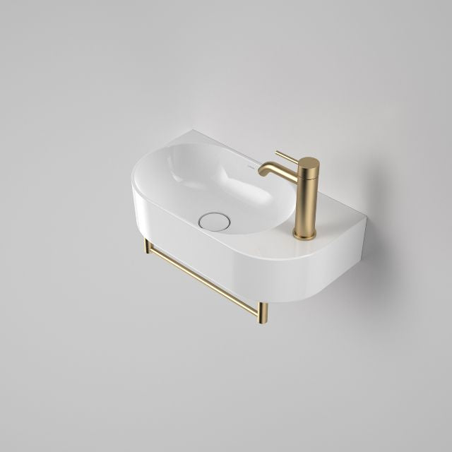 Caroma Liano II Hand Wall Basin Integrated Towel Rail With Basin - Brushed Brass 96457BB - The Blue Space