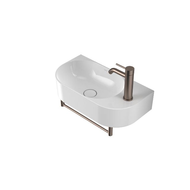 Angle Caroma Liano II Hand Wall Basin Integrated Towel Rail With Basin - Brushed Bronze 96457BBZ - The Blue Space