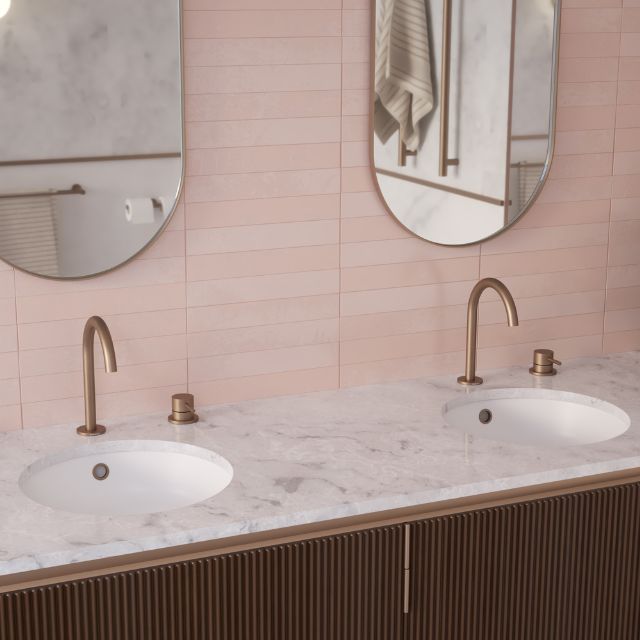 Lifestyle 2 Caroma Liano II Hob Basin Mixer Set 160mm - Brushed Bronze 96404BBZ65AF - The Blue Space