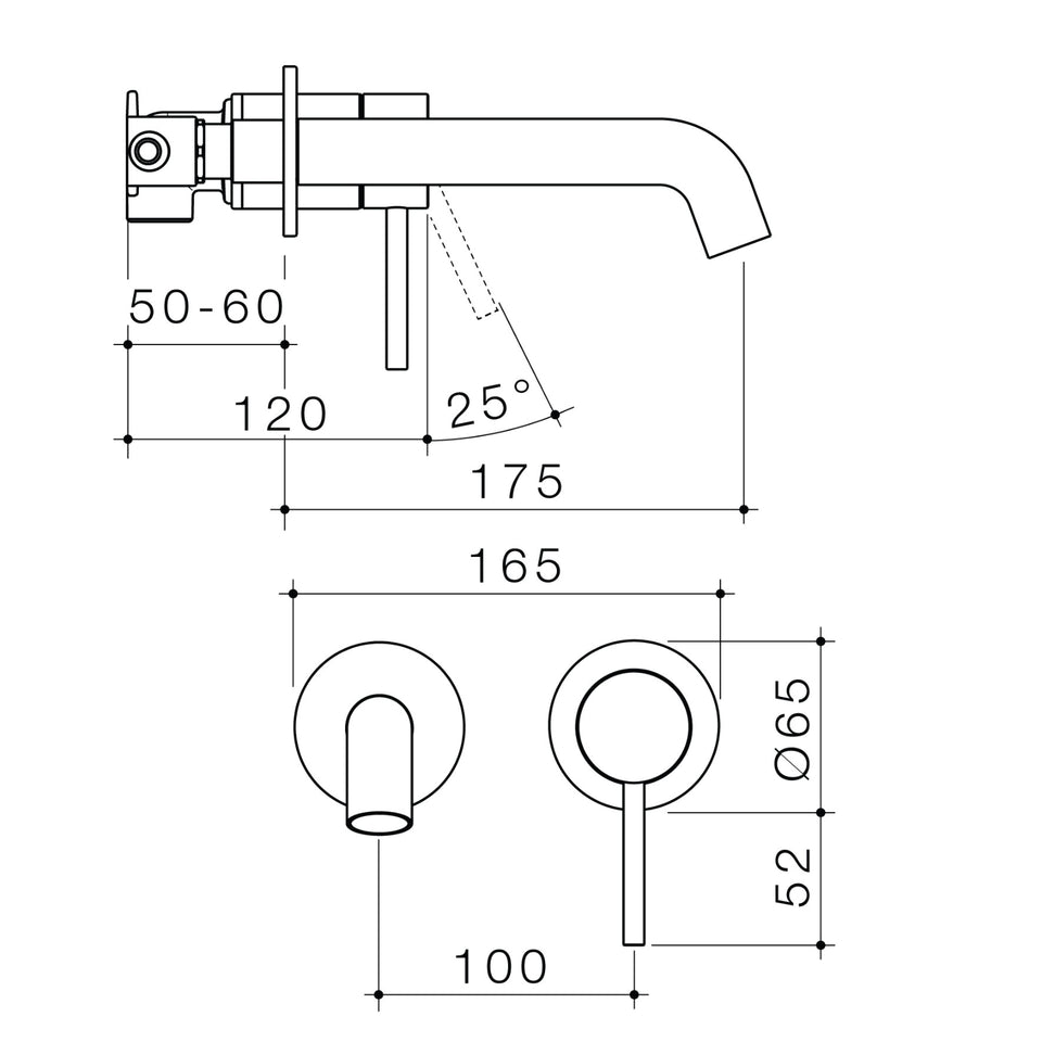 Caroma Liano II Lead Free Wall Basin/Bath Mixer Set Brushed Nickel