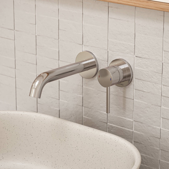 caroma liano ii lead free wall basin bath mixer set chrome | The Blue Space