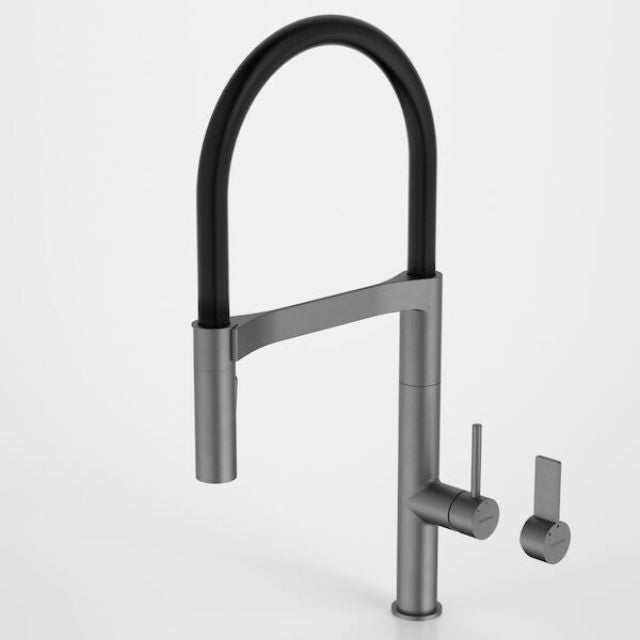 Pin Handle Caroma Liano II Pull Down Sink Mixer with Dual Spray - Gunmetal 96381GM56AF - The Blue Space