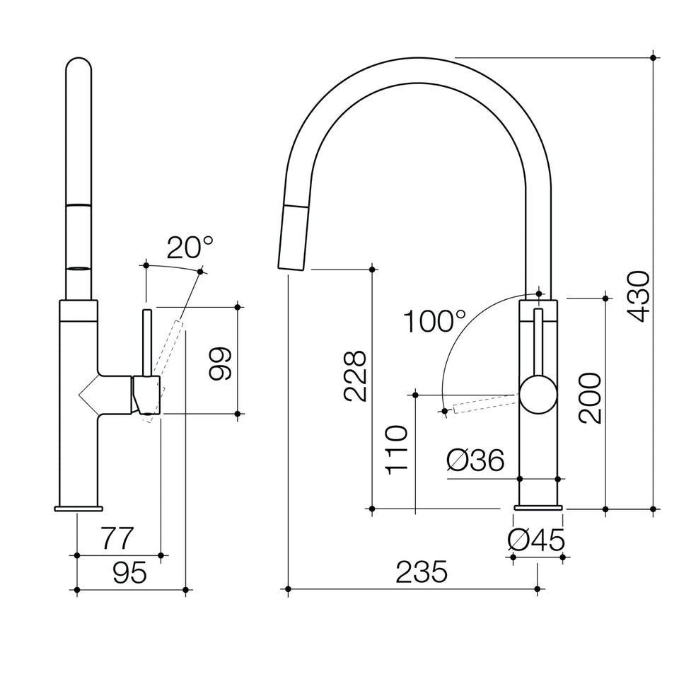 Caroma Liano II Pull Out Lead Free Sink Mixer - Brushed Nickel