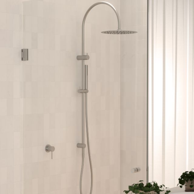Caroma Liano II Rail Shower with Overhead - Brushed Nickel