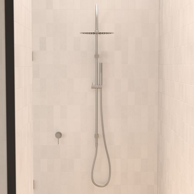 Lifestyle 3 Caroma Liano II Rail Shower with Overhead - Brushed Nickel 96470GM33A - The Blue Space