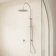 Caroma Liano II Rail Shower with Overhead Brushed Bronze | The Blue Space