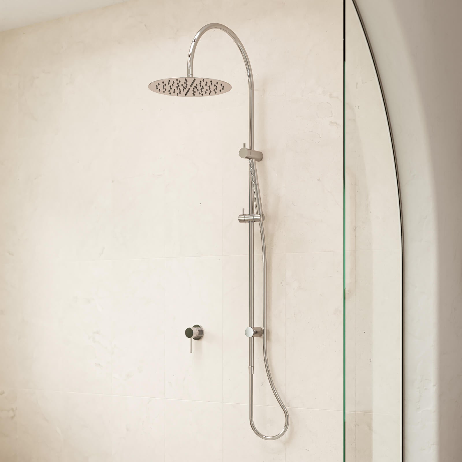 Caroma Liano II Rail Shower with Overhead Chrome | The Blue Space
