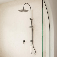 Caroma Liano II Rail Shower with Overhead Gunmetal | The Blue Space