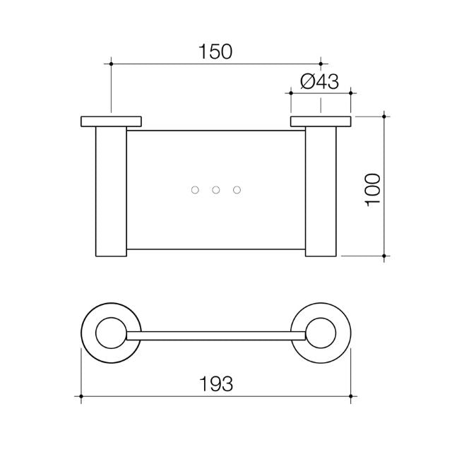 Technical Drawing Caroma Liano II Soap Dish - Brushed Brass 96453BB - The Blue Space