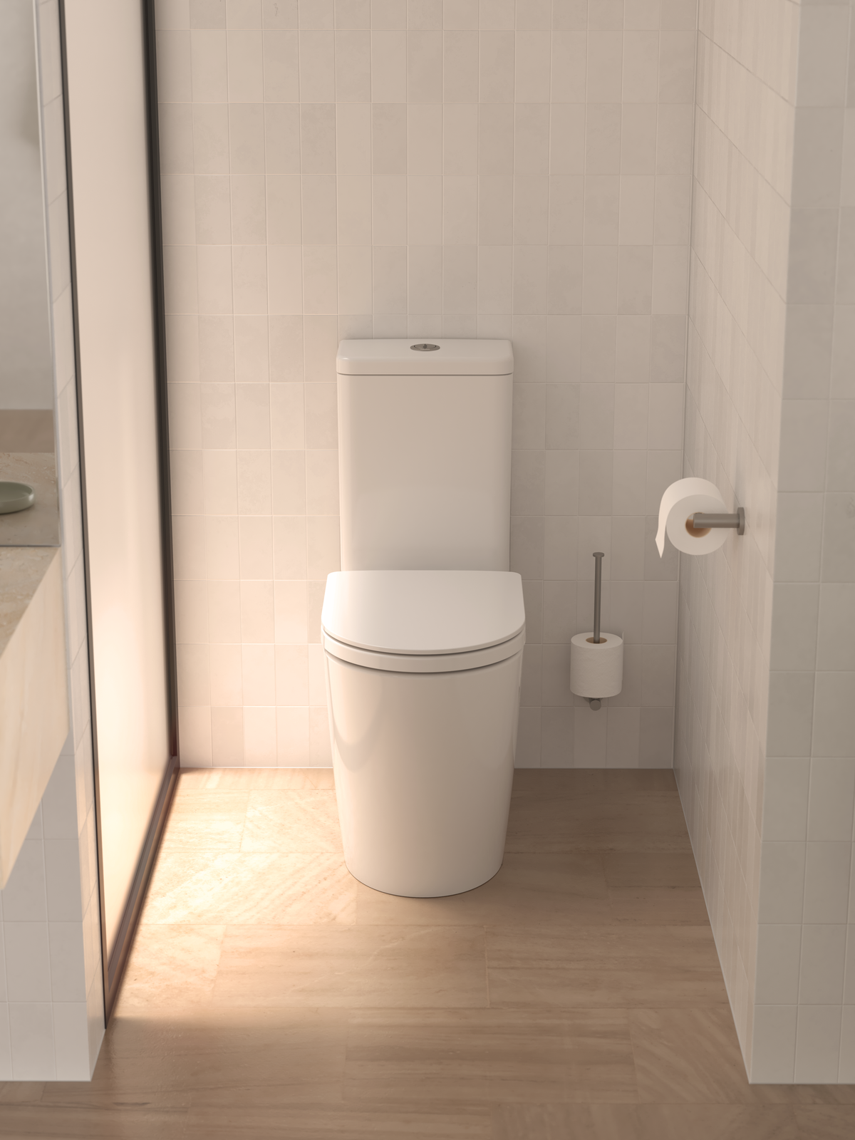 Lifestyle 3 Caroma Liano II Spare Toilet Roll Holder - Brushed Bronze 96452BBZ - The Blue Space