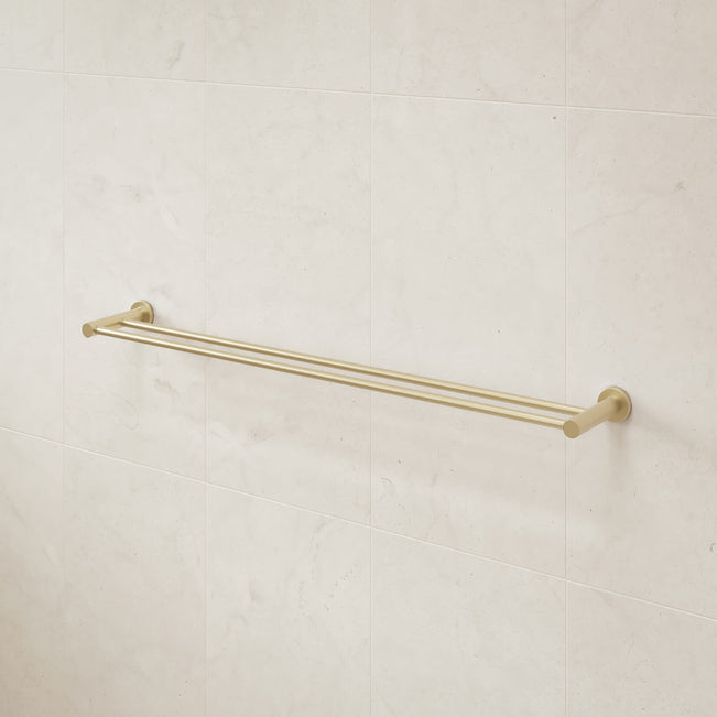Caroma Liano ll 840 Double Towel Rail Brushed Brass | The Blue Space