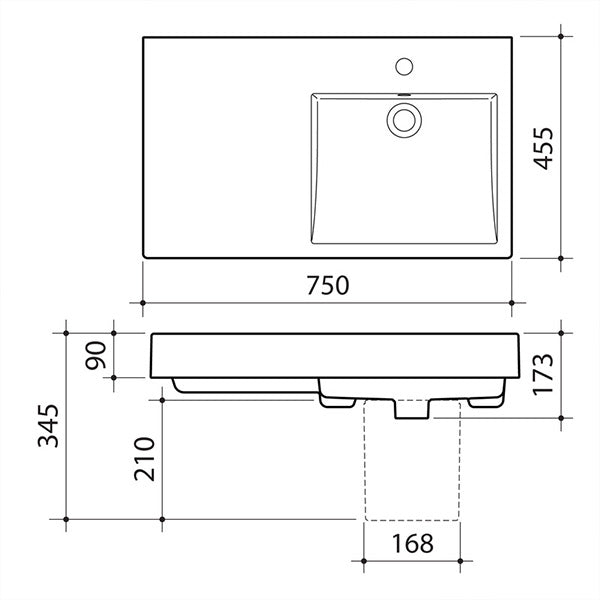 Caroma Liano Nexus 750 LHS Shelf Wall Basin by Caroma - The Blue Space