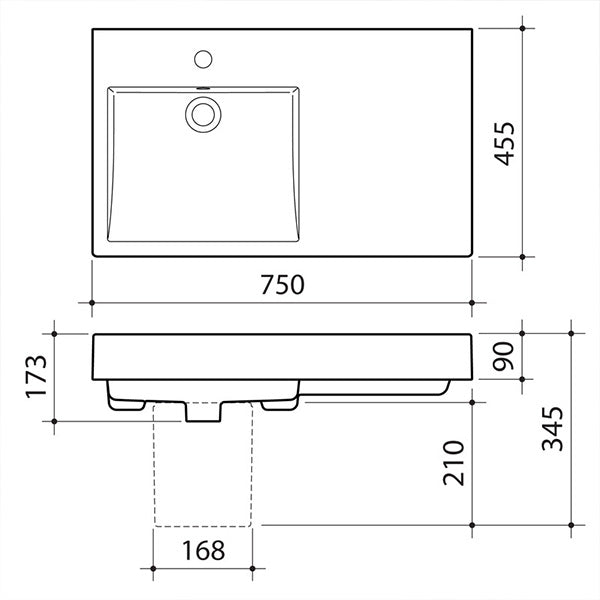 Caroma Liano Nexus 750 RHS Shelf Wall Basin by Caroma - The Blue Space