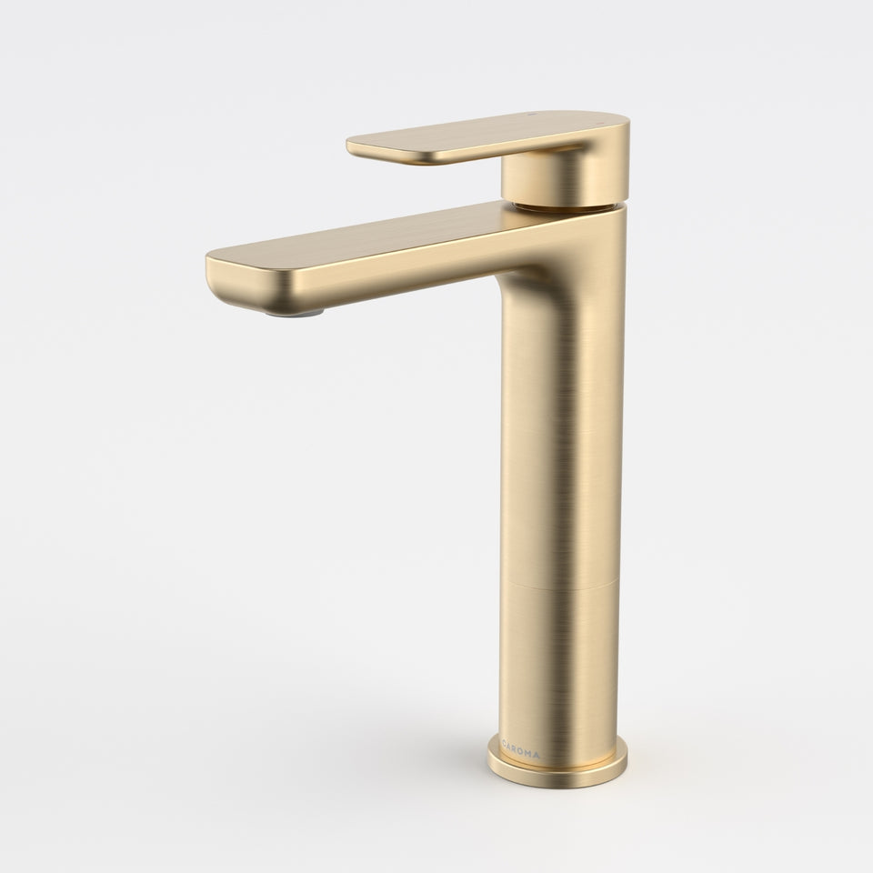 Caroma Luna II Mid Basin Mixer - Brushed Brass
