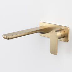 Caroma Luna II Wall Basin/Bath Mixer 220mm - Brushed Brass 68204BB6AF - The Blue Space