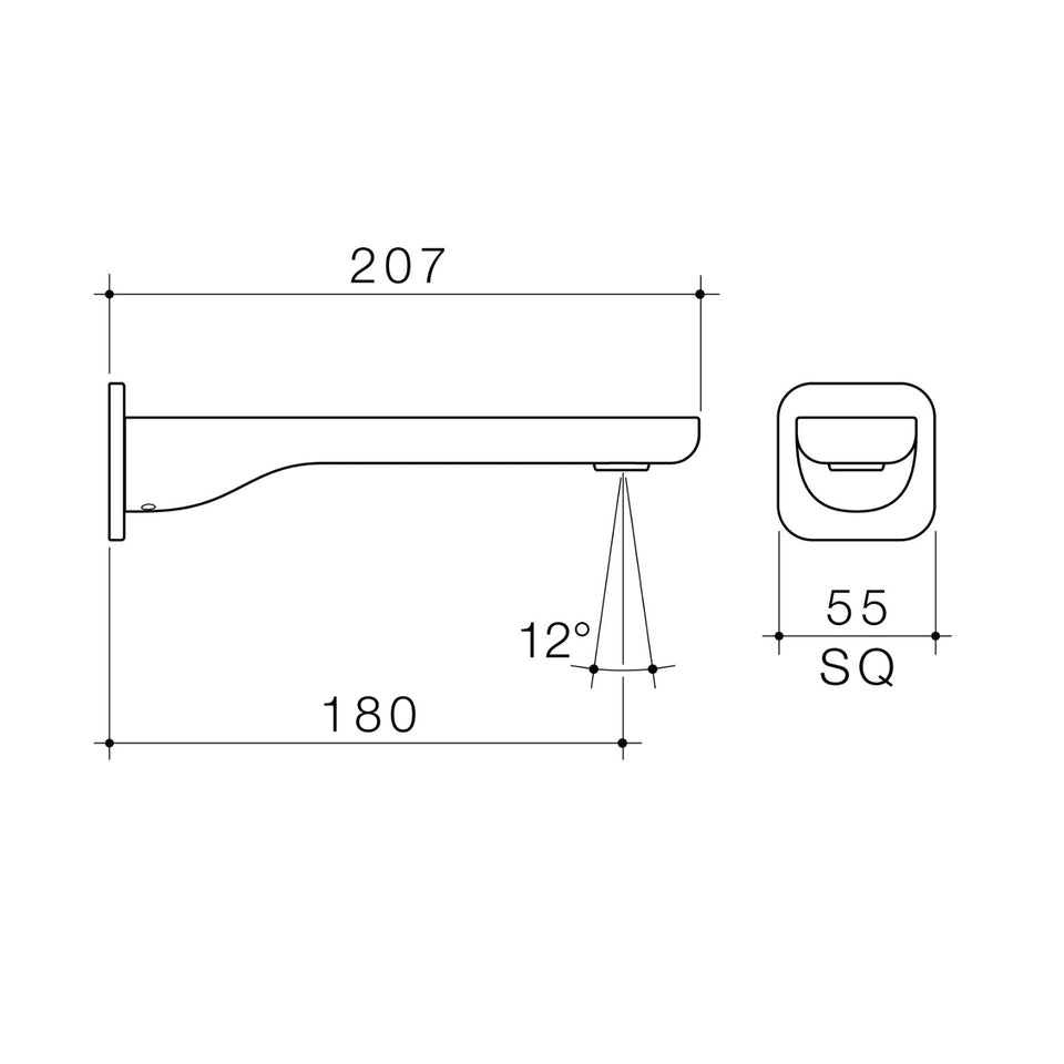Caroma Luna II Wall Basin/Bath Outlet 180mm - Brushed Brass