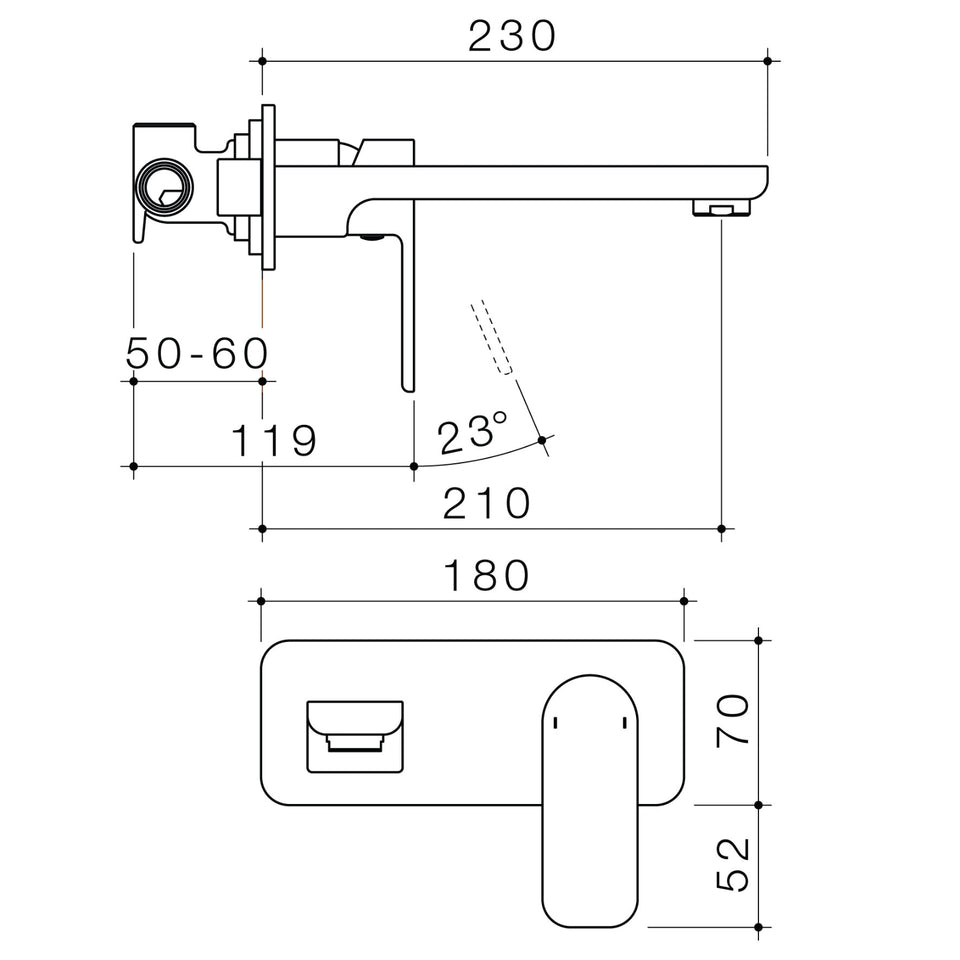 Caroma Luna Lead Free Wall Basin/Bath Mixer Brushed Brass