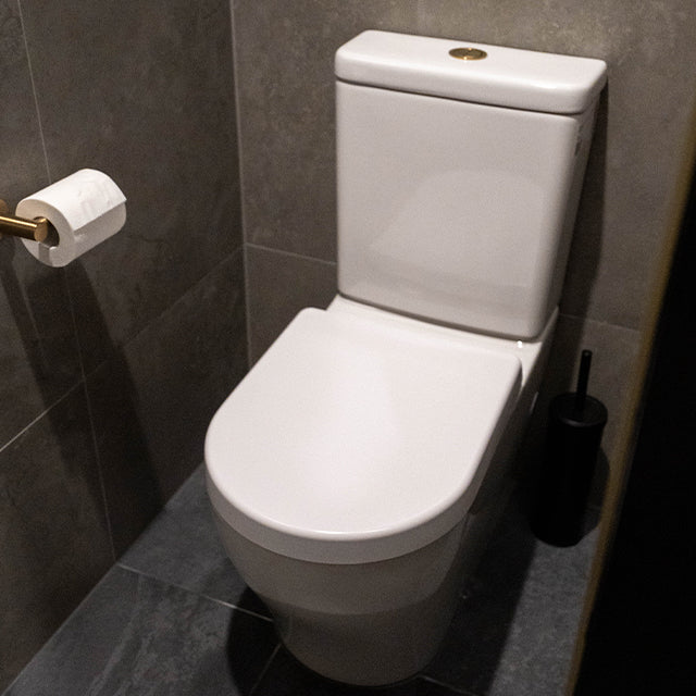 Caroma Luna Round Cistern Flush Button Brushed Brass