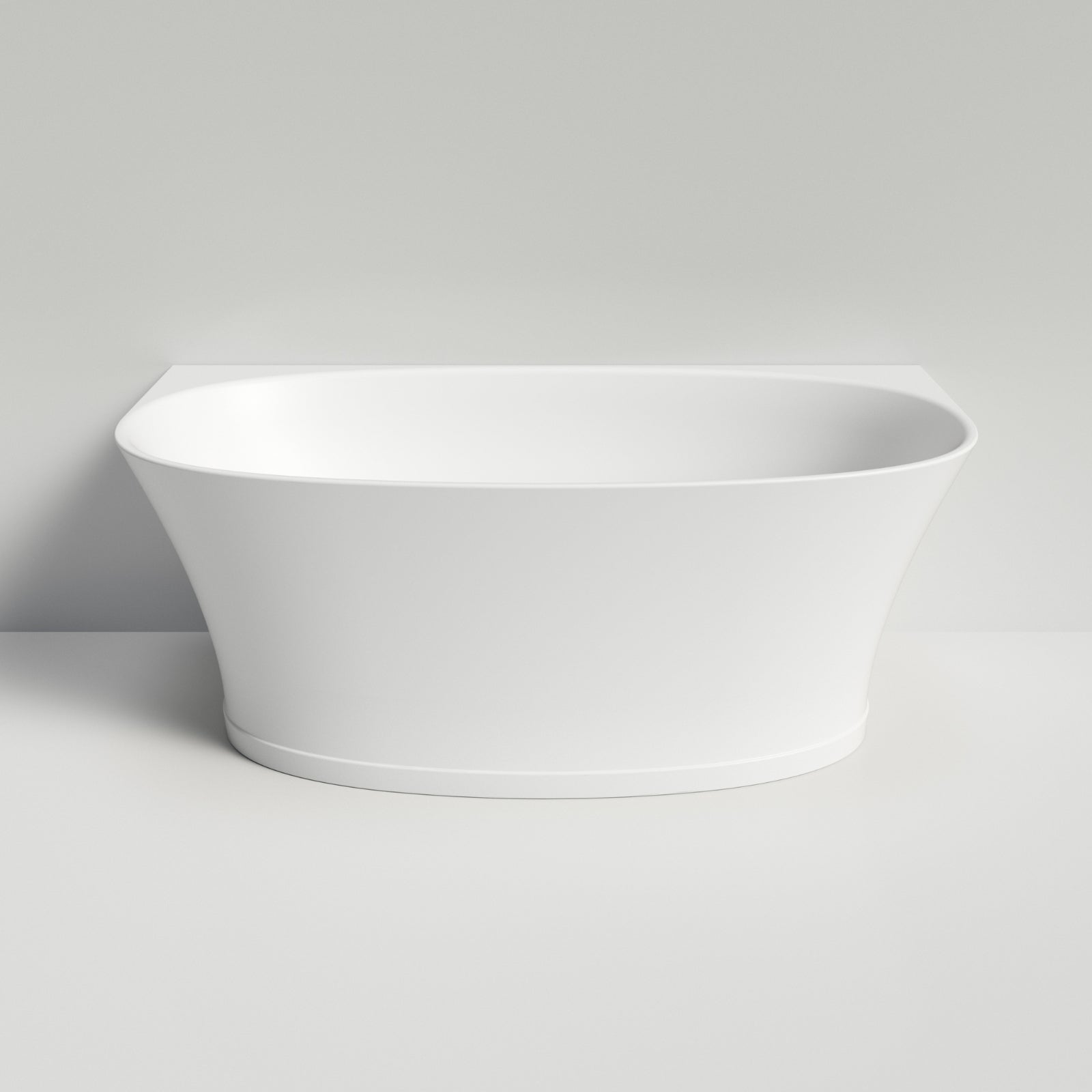 Front Caroma Riviere 1500mm Back To Wall Bath With Overflow - Matte White EN5WFMWOF - The Blue Space