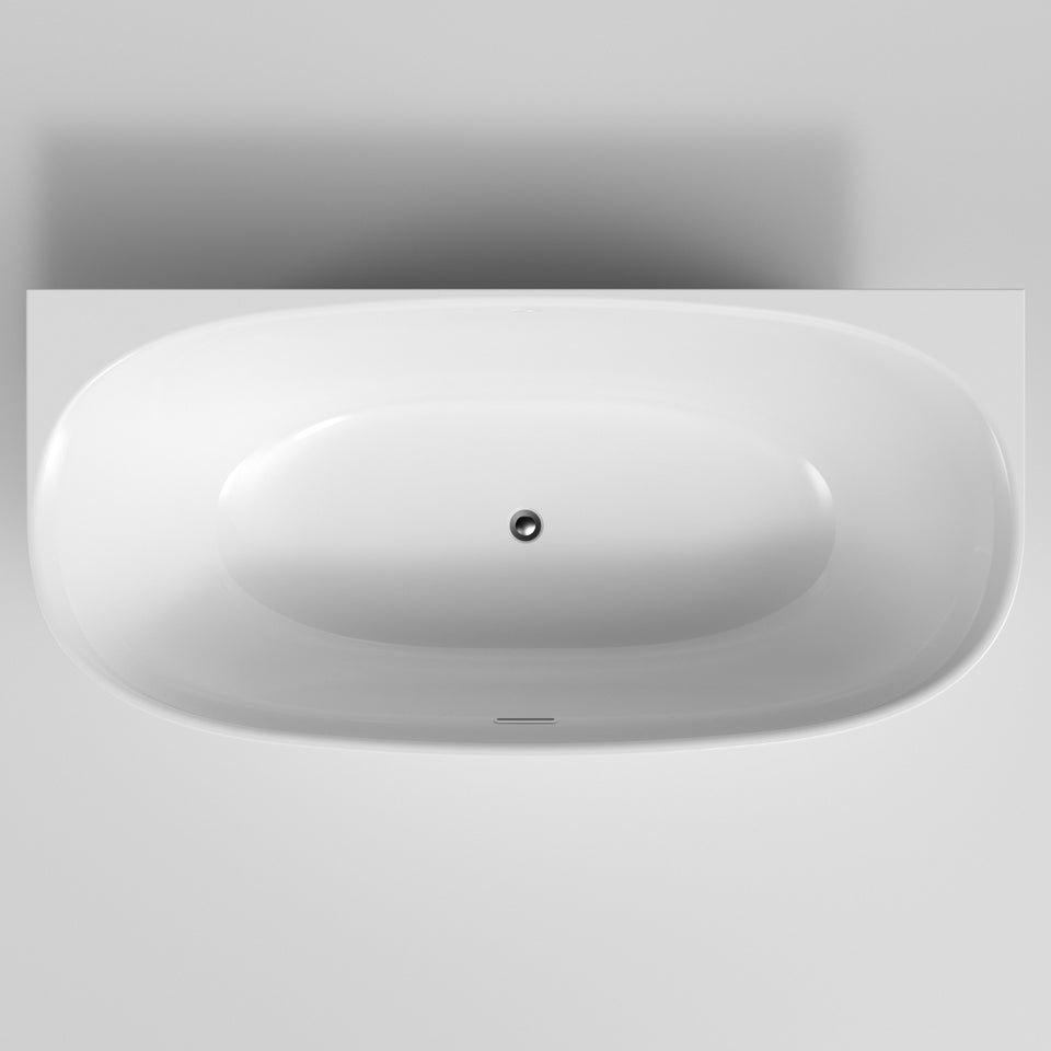 Caroma Riviere 1700mm Back to Wall Bath with Overflow - Gloss White