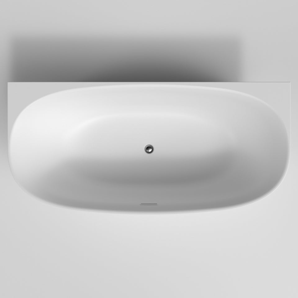 Caroma Riviere 1700mm Back to Wall Bath with Overflow - Matte White