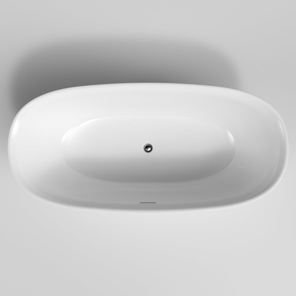 Caroma Riviere 1700mm Freestanding Bath with Overflow - Gloss White