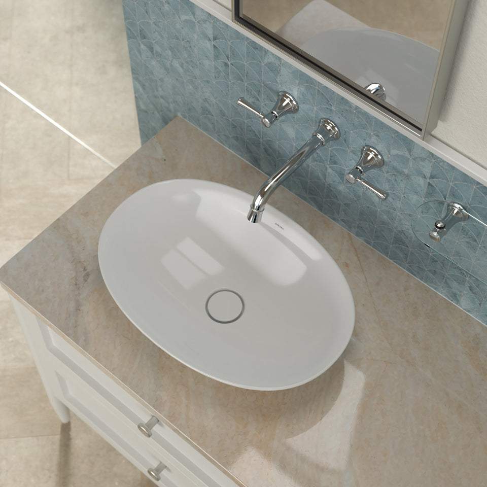 Caroma Riviere Above Counter Basin - No Tap Hole - Matte White