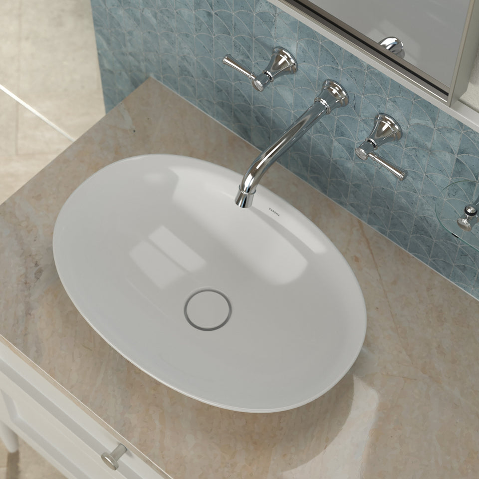 Caroma Riviere Above Counter Basin - No Tap Hole - Matte White