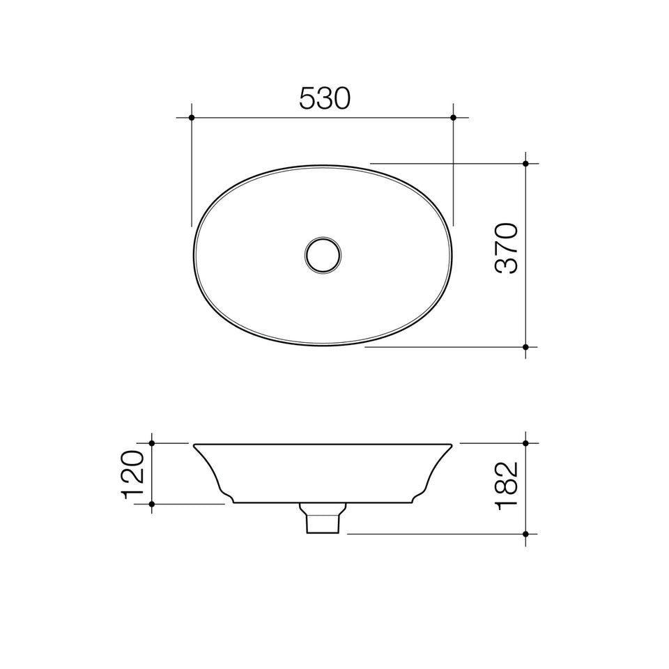 Caroma Riviere Above Counter Basin - No Tap Hole - Matte White