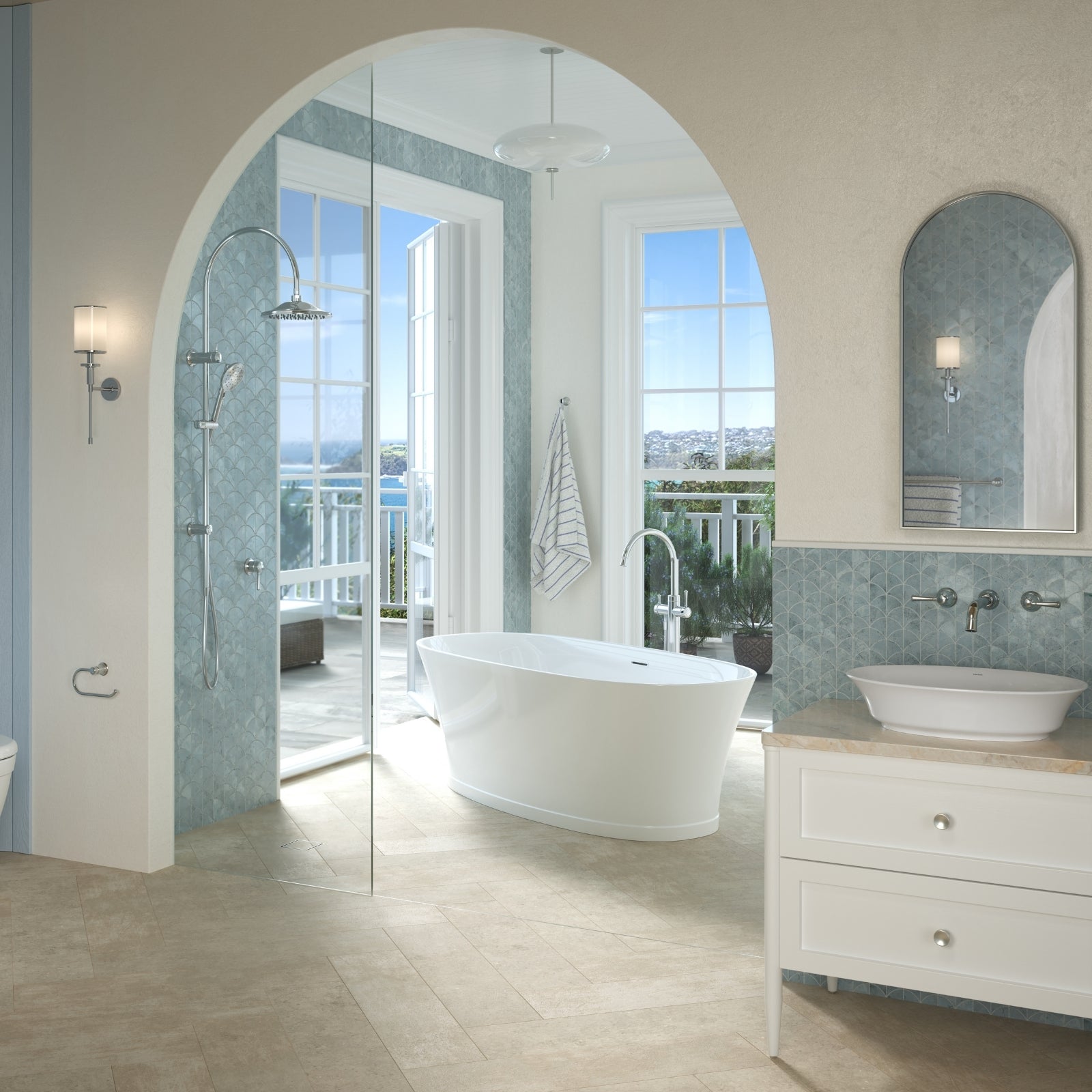 Lifestyle 1 Caroma Riviere Bath Shower Mixer - Chrome 520005C - The Blue Space