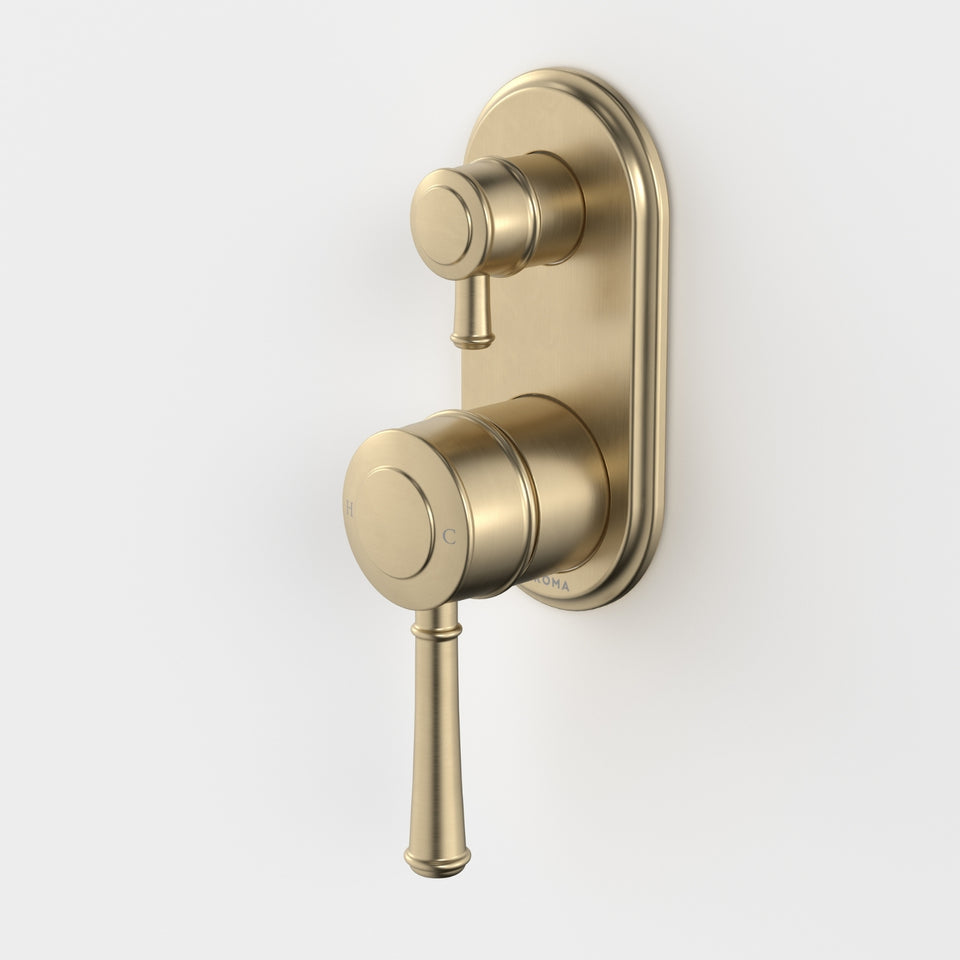Caroma Riviere Bath/Shower Mixer with Diverter - Brushed Brass