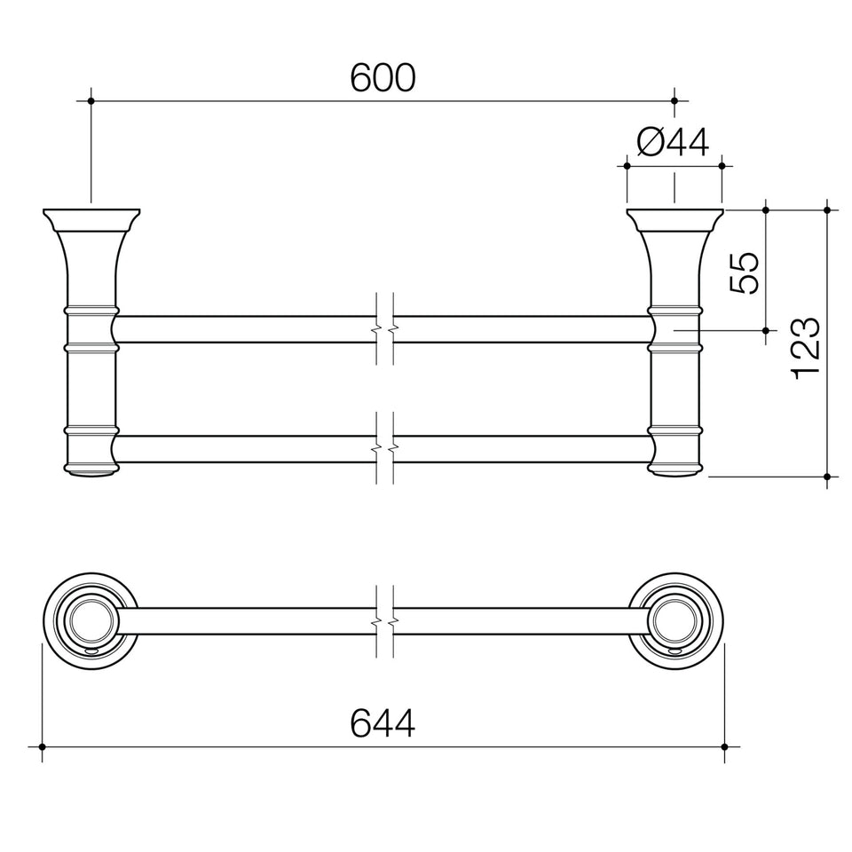 Caroma Riviere Double Towel Rail 600mm - Brushed Bronze
