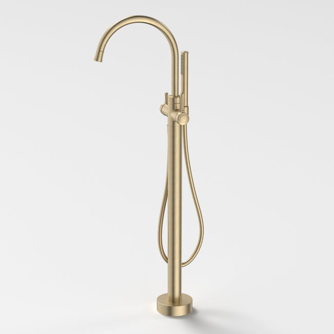 Caroma Riviere Freestanding Bath Filler With Handshower - Brushed Brass 520018BB - The Blue Space