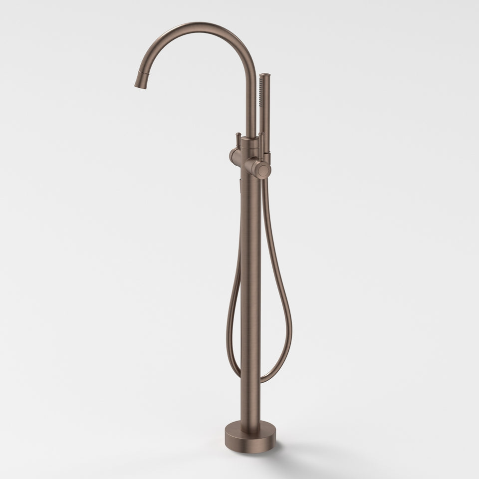 Caroma Riviere Freestanding Bath Filler with Handshower - Brushed Bronze