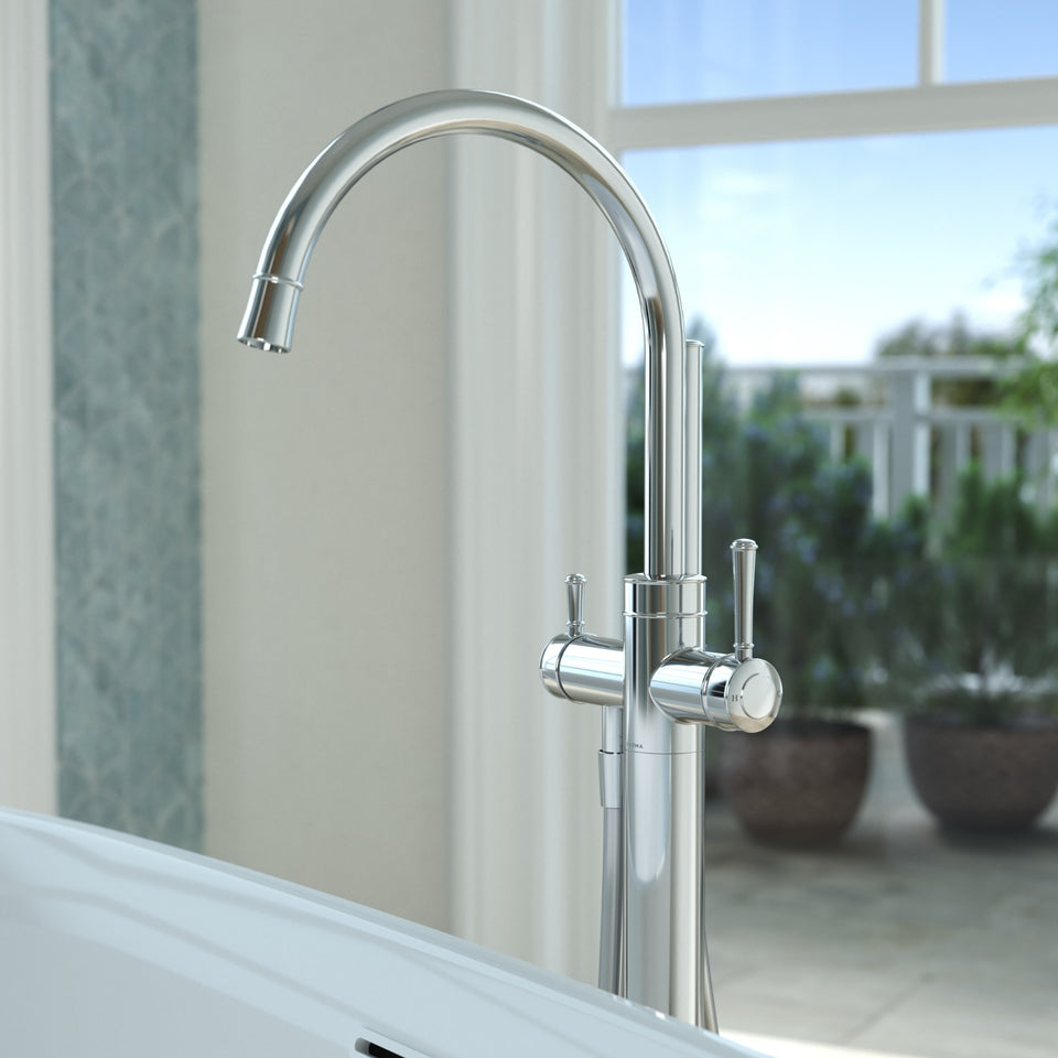 Caroma Riviere Freestanding Bath Filler with Handshower - Chrome