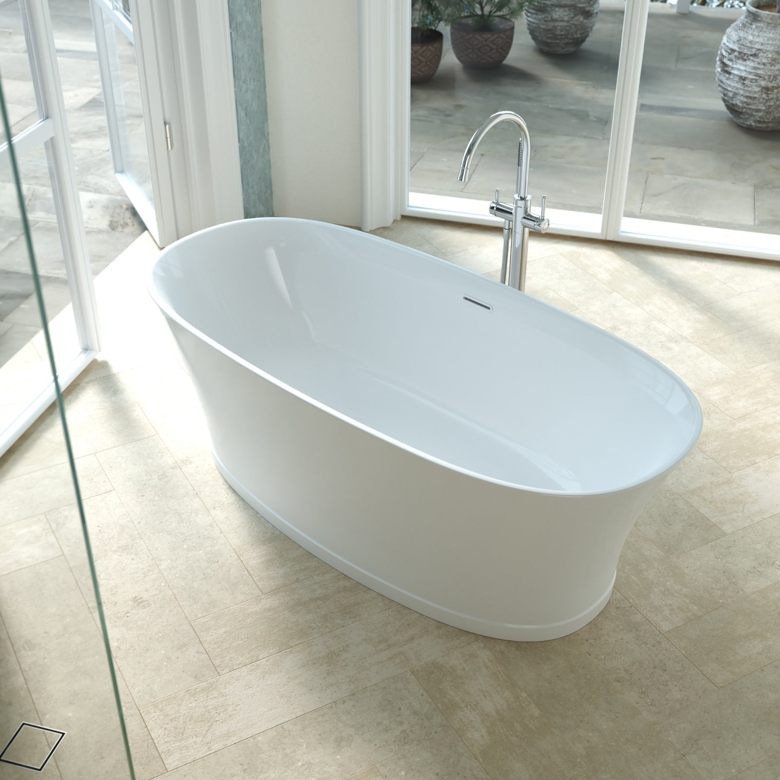 Lifestyle 2 Caroma Riviere Freestanding Bath Filler With Handshower - Chrome 520018C - The Blue Space