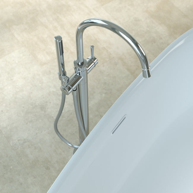 Main Caroma Riviere Freestanding Bath Filler With Handshower - Chrome 520018C - The Blue Space