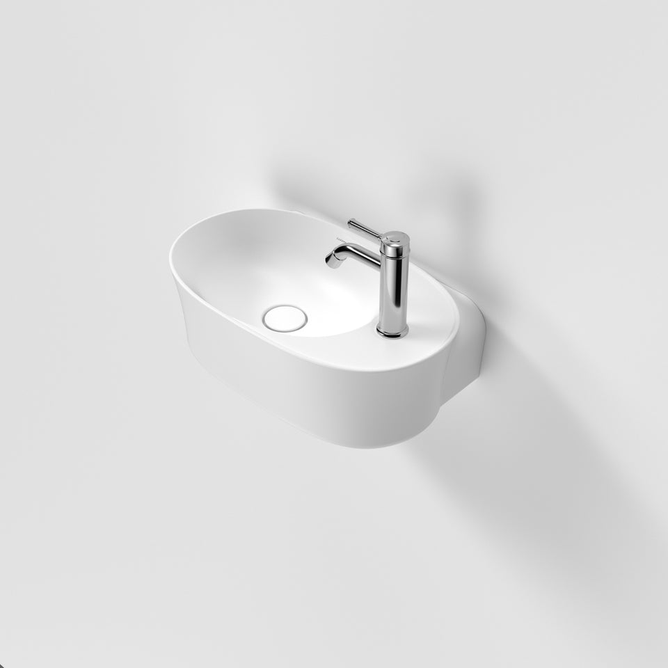 Caroma Riviere Hand Wall Basin - 1 Tap Hole - Matte White