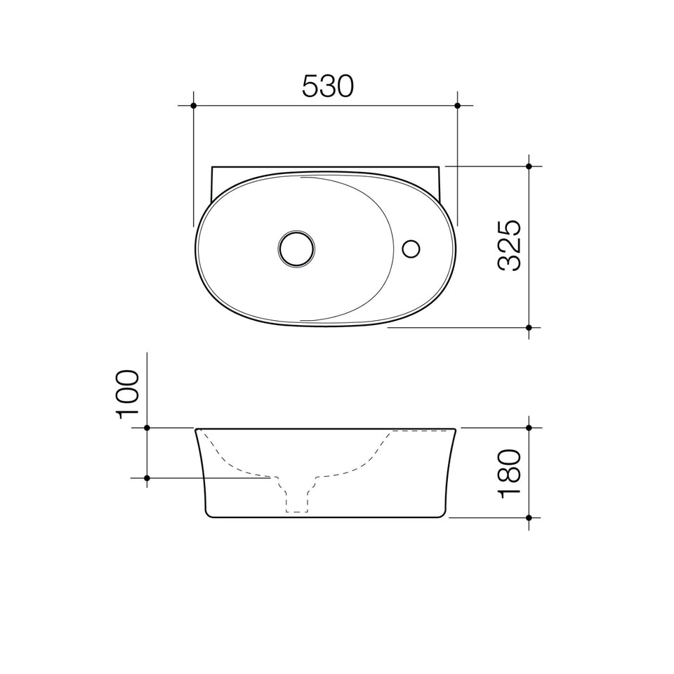 Caroma Riviere Hand Wall Basin - 1 Tap Hole - Matte White